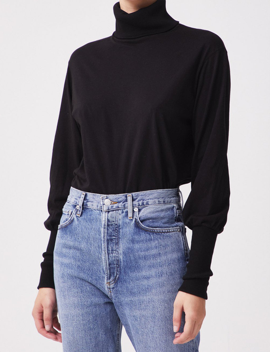 Funnel Neck T Shirt in Black