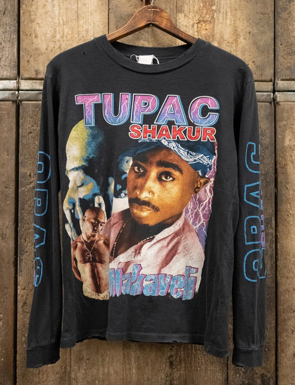 Tupac Long Sleeve Crew Tee, Coal