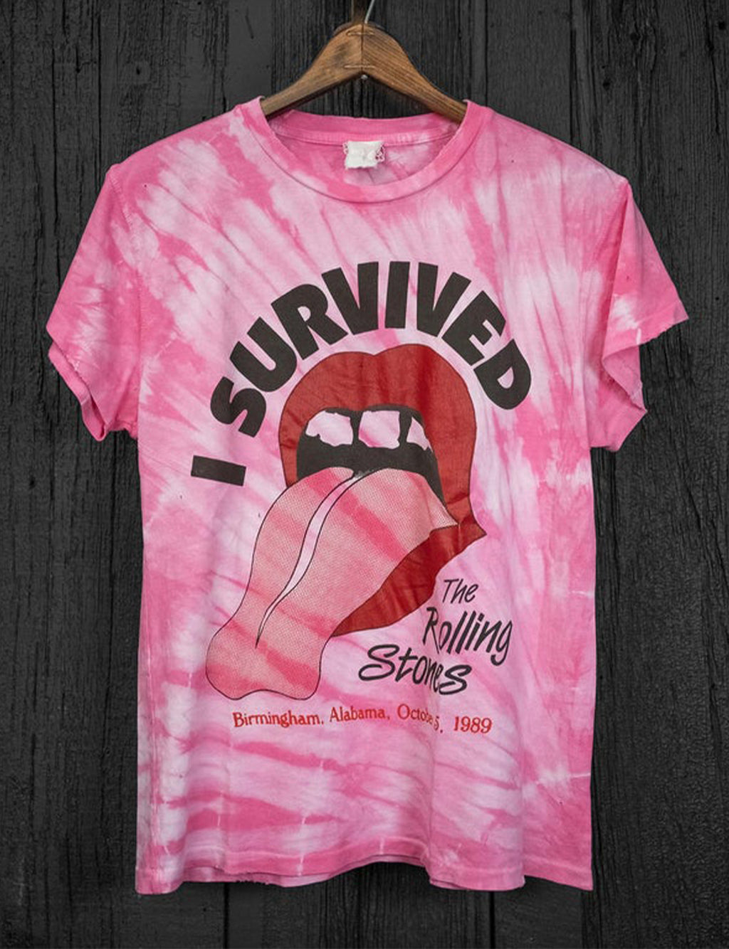 Survived The Rolling Stones Crew Tee in Pink Tie Dye