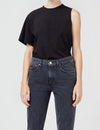 Della Asymmetric Tee, Black