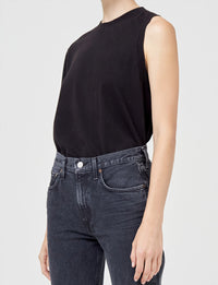 Della Asymmetric Tee, Black