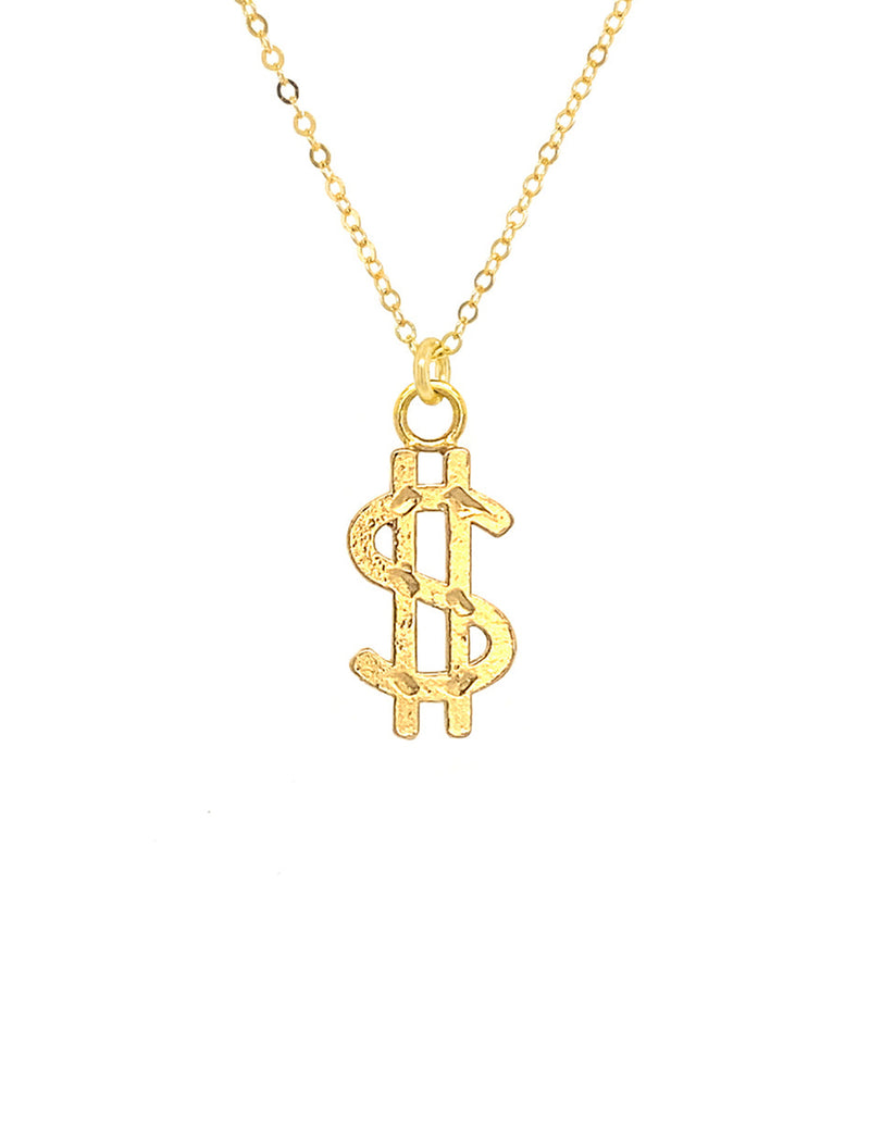 Cash Money Dollar Sign Necklace in Gold