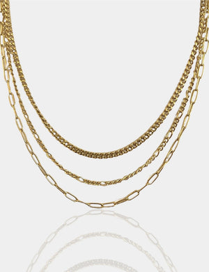 Trilogy Layers Necklace, Gold