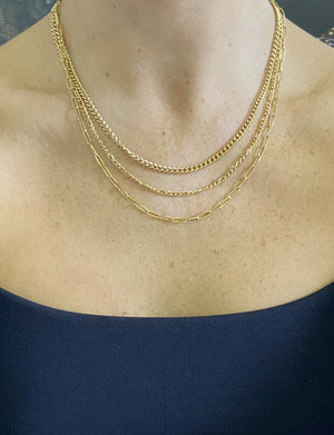 Trilogy Layers Necklace, Gold