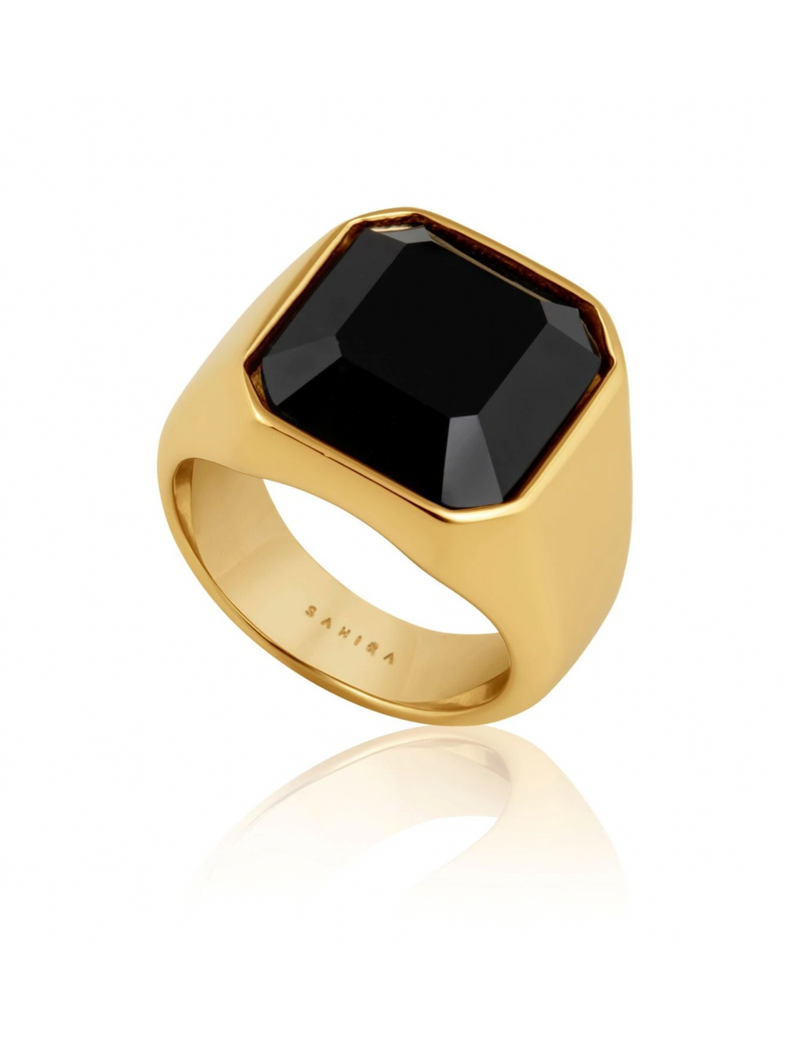 Ora Onyx Ring, Black/Gold