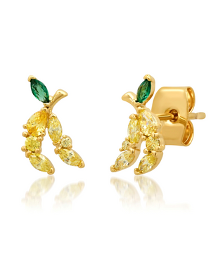 Tai Banana CZ Studs, Gold