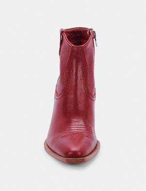Silma Booties, Red Leather