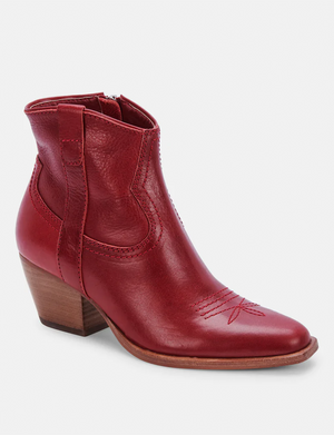 Silma Booties, Red Leather