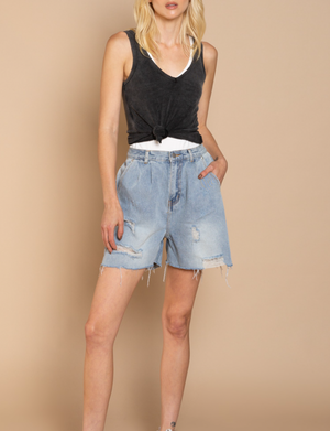 P.O.L. V-Neck Tank, Black