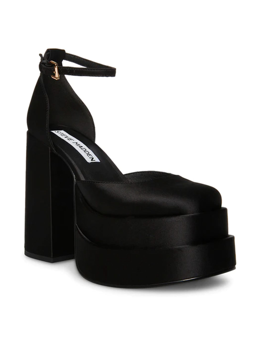 Steve Madden Charlize Satin Platform Heel Black Punch Clothing