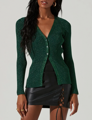 Maude Sweater, Green Metallic