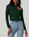Crane Cold Shoulder Top, Metallic Green