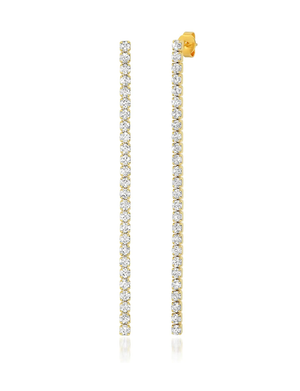 Tai Long Linear CZ Earring, Gold Vermeil