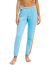 5 Stripe Womens Sweatpants, Sky/Yellow/Purple