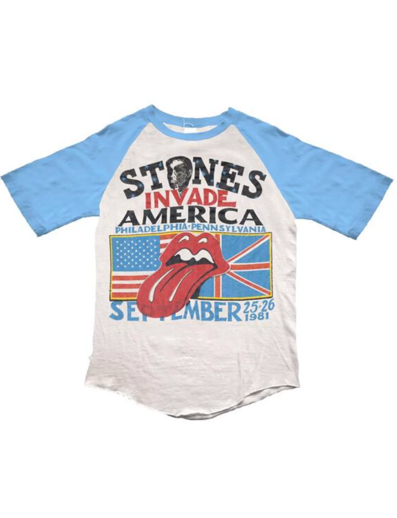 Rolling Stones Invade America Raglan, Off White/Cloud