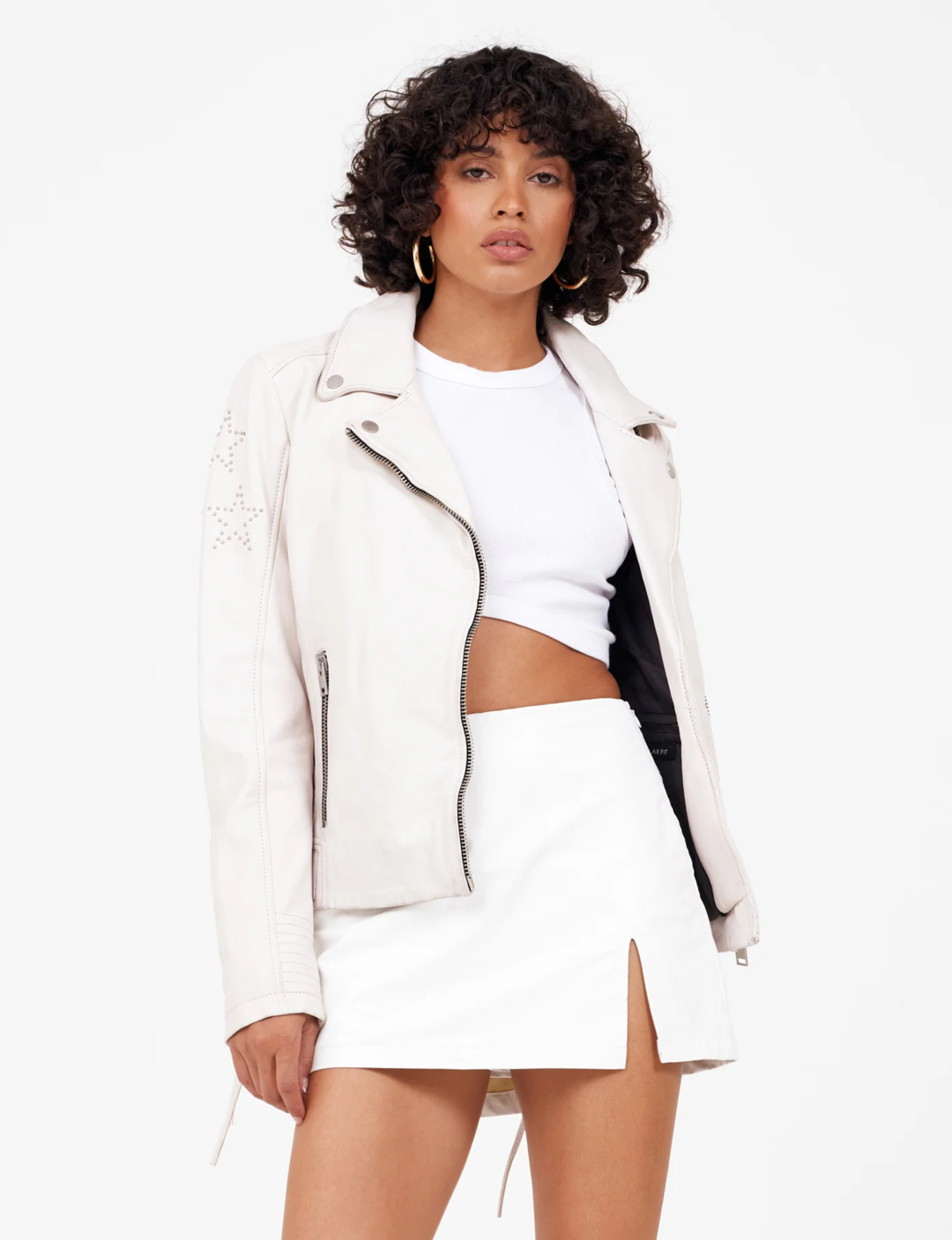 Leather jacket sale white stars