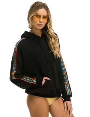 Bolt Stripe Relaxed Pullover Hoodie, Black