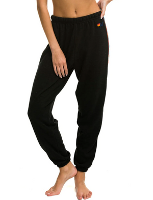 Bolt Stripe Womens Sweatpants, Black
