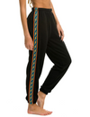 Bolt Stripe Womens Sweatpants, Black