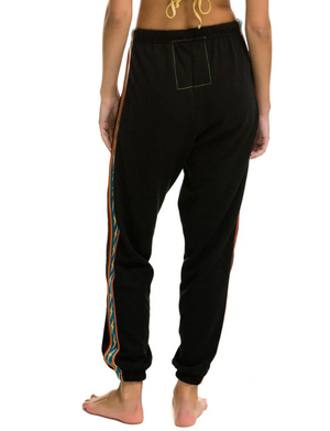 Bolt Stripe Womens Sweatpants, Black