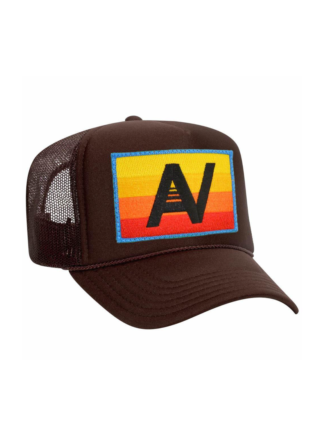 Logo Rainbow Vintage Low Rise Trucker Hat, Brown