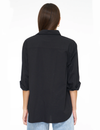 Sloane Long Sleeve Oversized Button Down Shirt, Noir