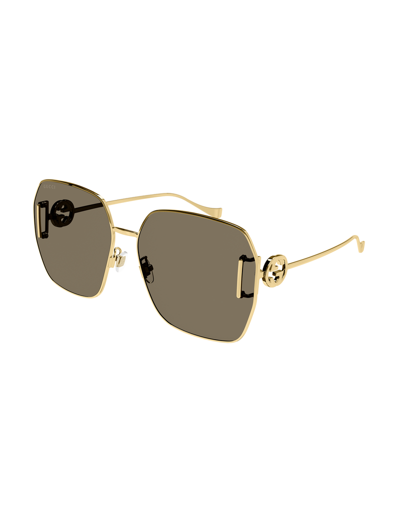 Side Bar Logo Sunglasses, Gold/Brown