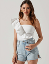 Malena One Shoulder Ruffle Bodysuit, White