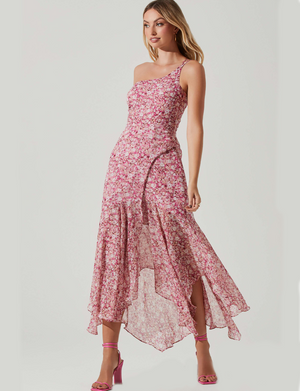 Malvina Midi Dress, Pink Floral