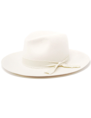 Kaia Wool Felt Panama Hat w/ Raw Band, Ivory