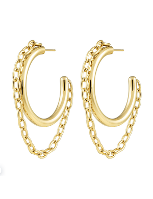 Gianna Chain Hoop, Gold Plated