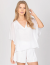 3/4 Ruffle Sleeve Top, White