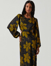 Quinn Long Sleeve Maxi Dress, Black Mustard Floral