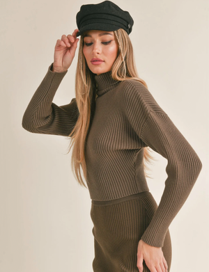 Kalli Turtleneck Sweater, Dark Olive