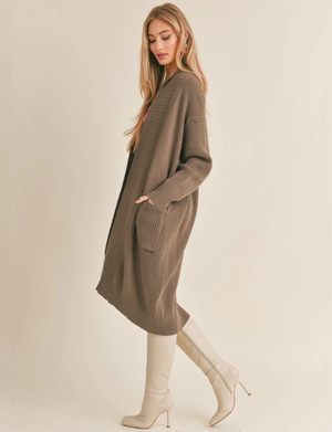 Kalli Oversized Knit Duster, Dark Olive