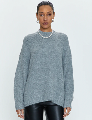 Carlen Mock Neck Sweater, Heather Grey