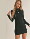Briana Cable Sweater Mini Dress, Black