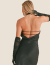 Aphrodite Halter Back Midi Dress, Black