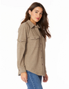 Pocket Button Front Shirt, Muted Taupe