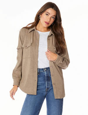Pocket Button Front Shirt, Muted Taupe