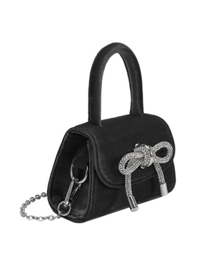 Sabrina Mini Velvet Top Handle Bag, Black