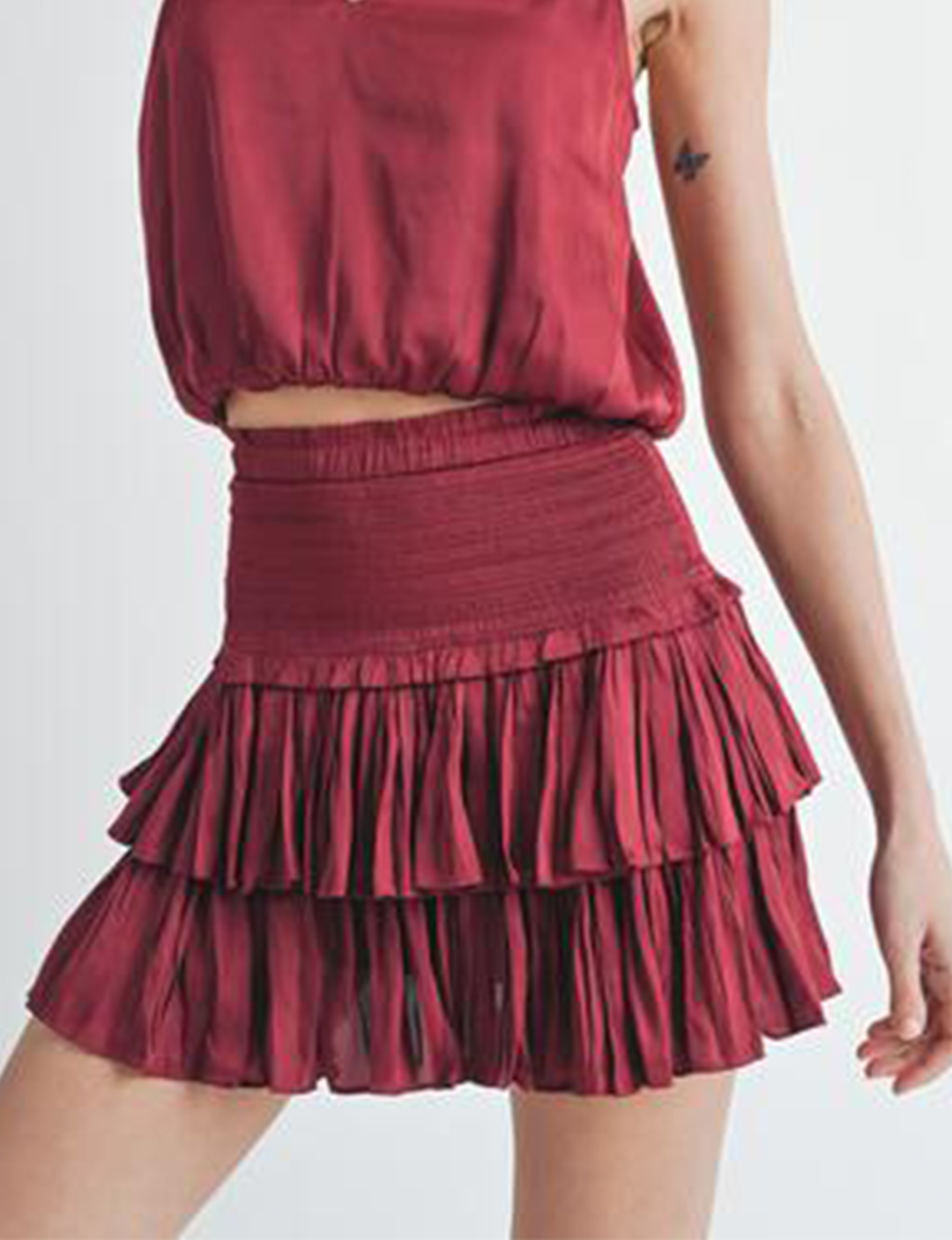 Amore Layered Skirt, Maroon