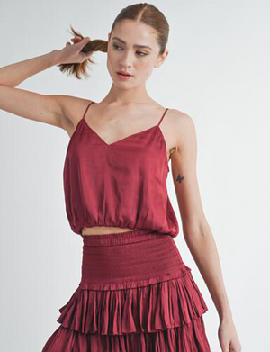 Amore Cropped Tank, Maroon