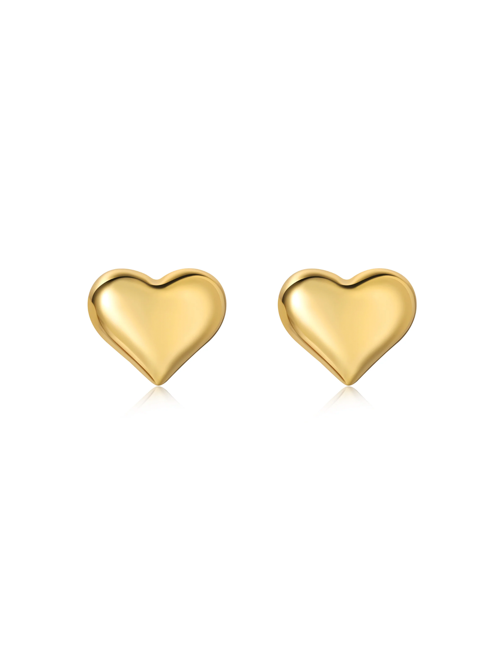 Puffy Heart Studs, Gold Plated