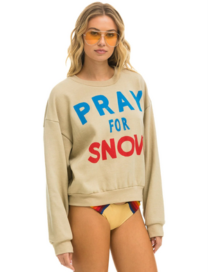 Pray For Snow Relaxed Crew Sweatshirt, Sand