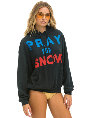 Pray For Snow Relaxed Pullover Hoodie, Charcoal