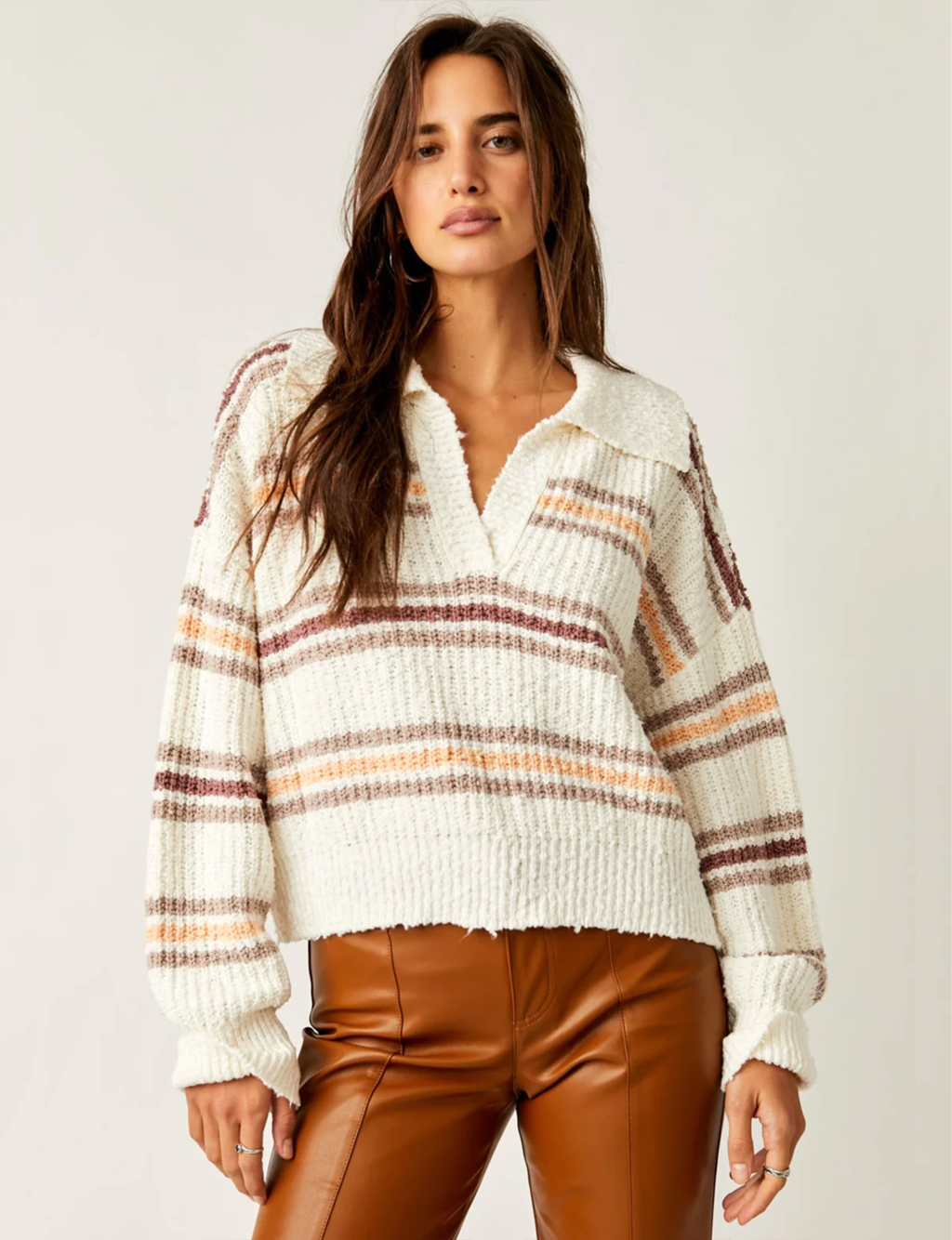 Kennedy Pullover Sweater, Ivory Oak Combo