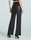 Faux Leather Wide Leg Trouser, Black