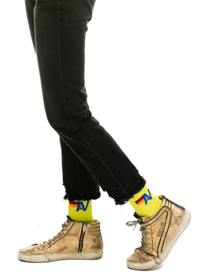 Logo Socks, Neon Yellow