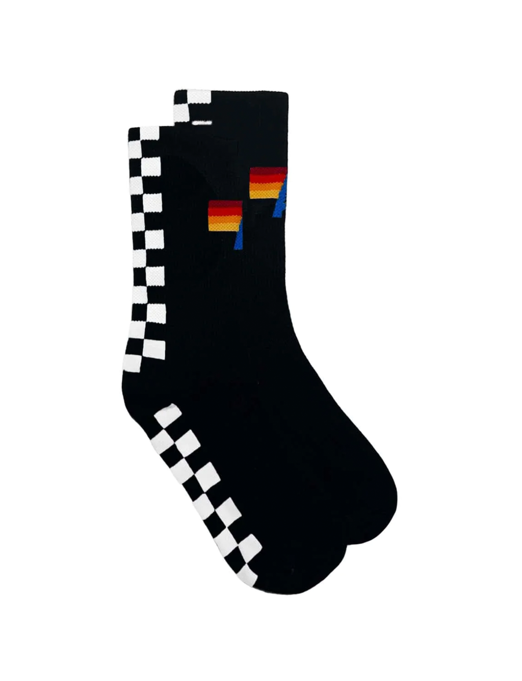 Check Vertical Logo Socks, Black/White